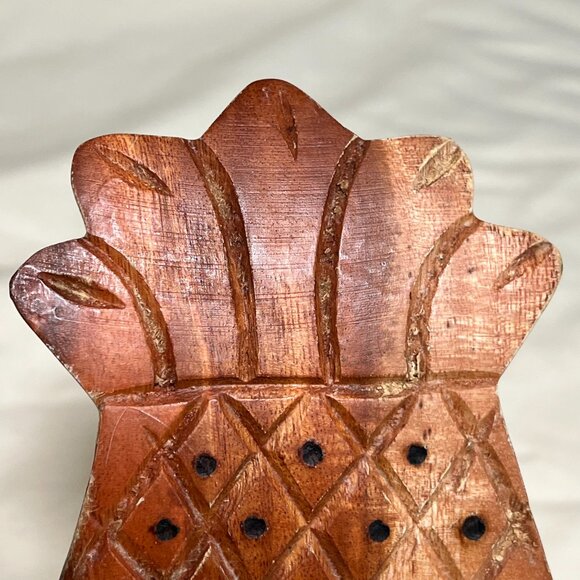 Pineapple Shaped Carved Acacia Wood Salad Forks Servers - Picture 5 of 9